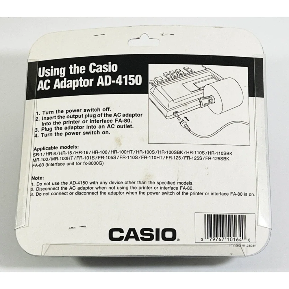 Casio Calculator Power‎ Supply AC Adapter Charger AD-4150 DC 6V 300mA